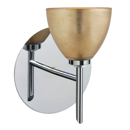 Besa Lighting Divi Mini Sconce, Gold Foil, Chrome Finish, 1x40W Halogen 1SW-1758GF-CR